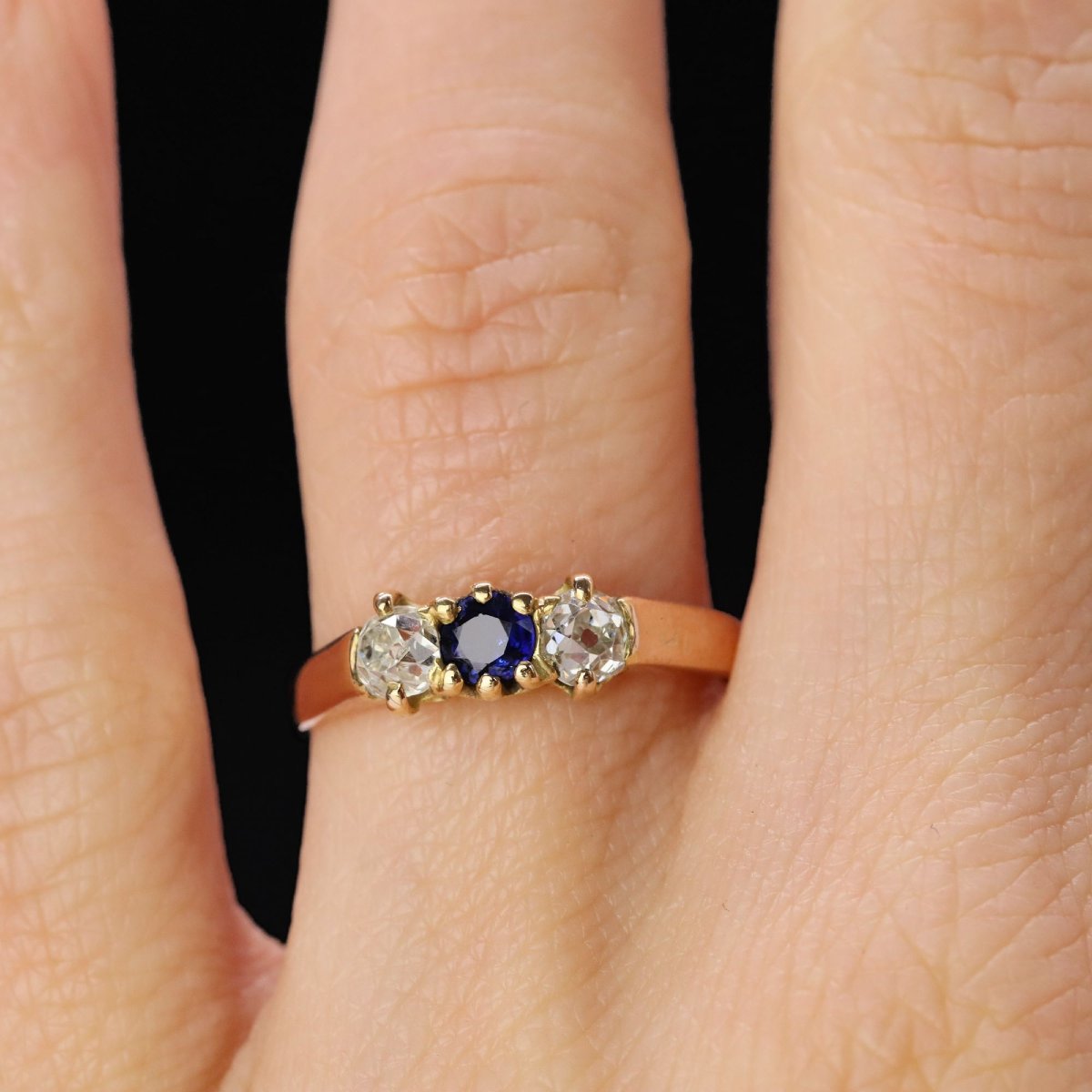 Antique Sapphire And Diamond Garter Ring-photo-2