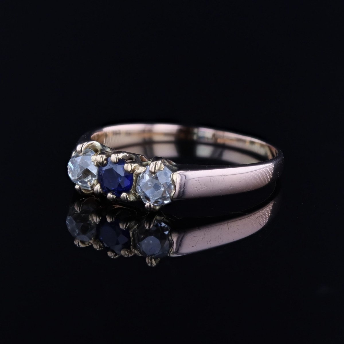 Antique Sapphire And Diamond Garter Ring-photo-3