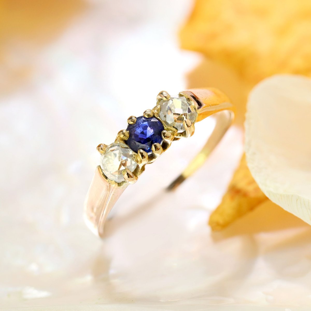 Antique Sapphire And Diamond Garter Ring-photo-5