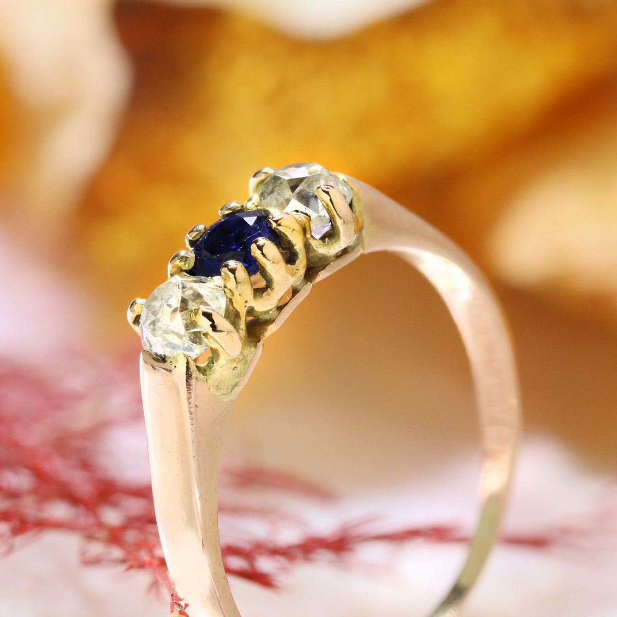 Antique Sapphire And Diamond Garter Ring-photo-6