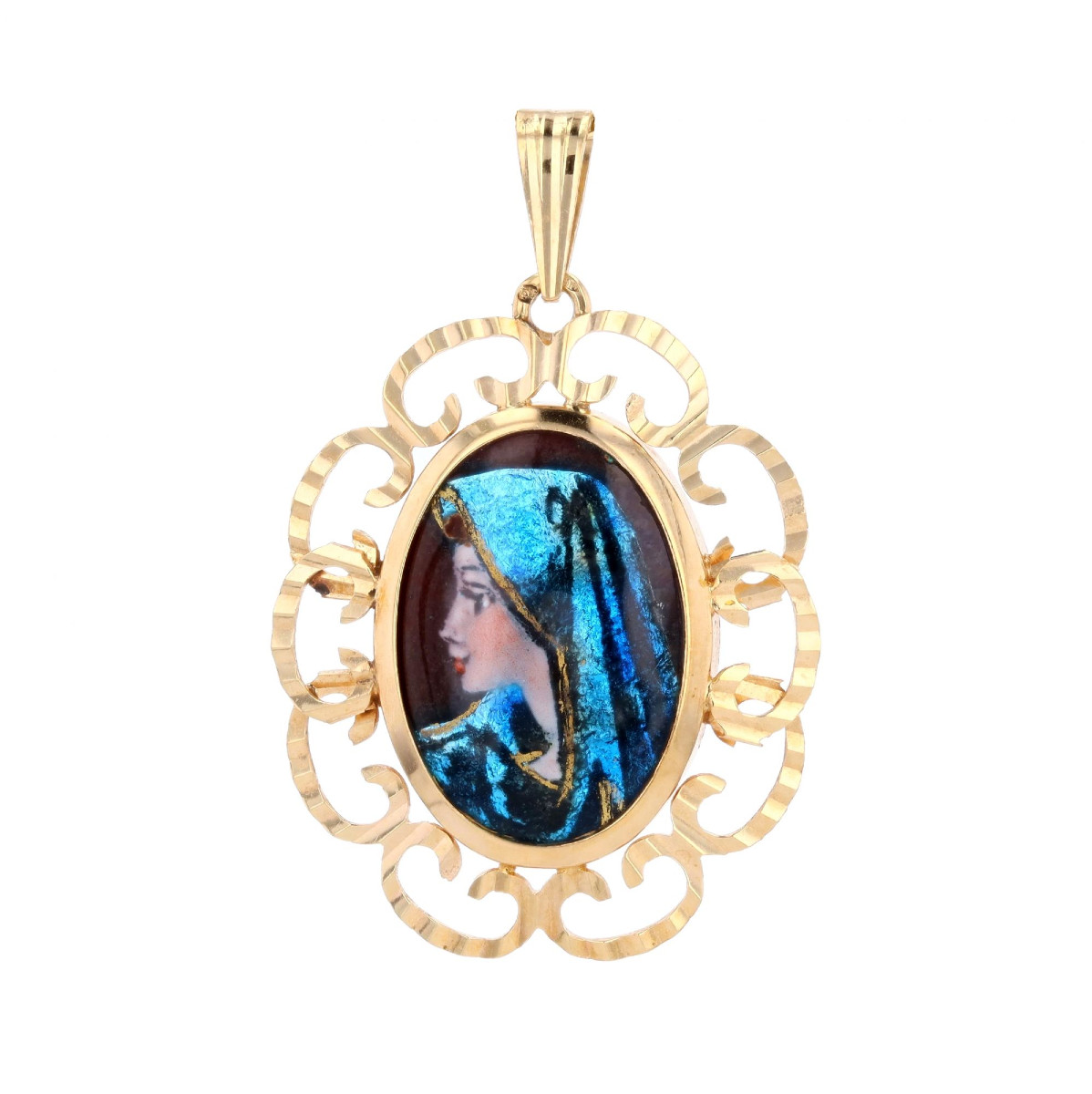 Limoges Enamel Pendant In Yellow Gold