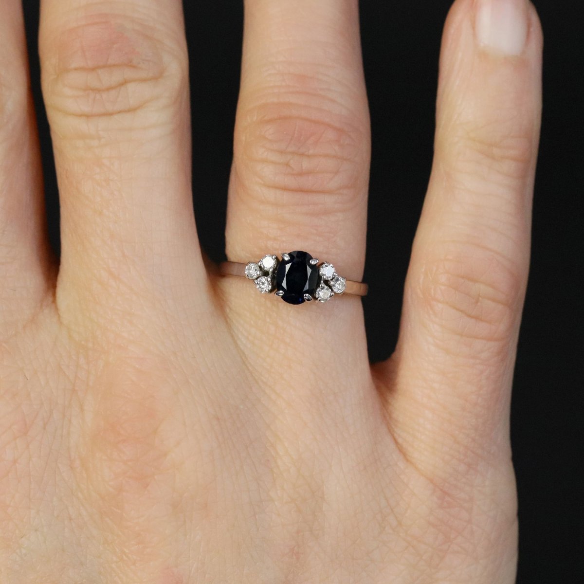 Vintage White Gold, Sapphire, And Diamond Ring-photo-2