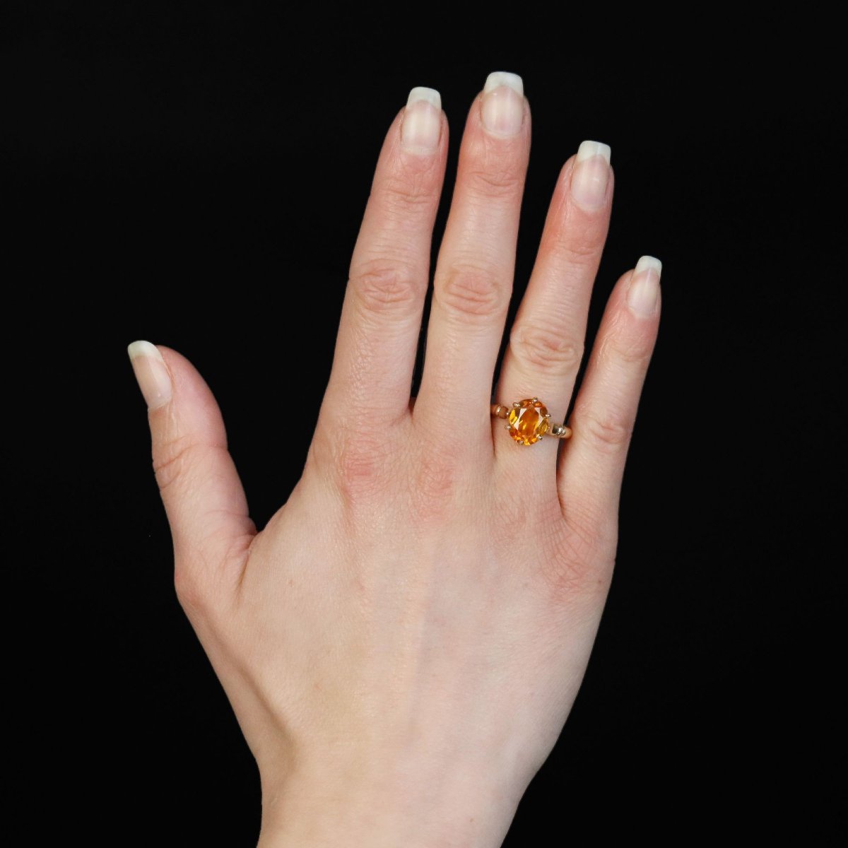 Yellow Gold Solitaire Citrine Ring-photo-2
