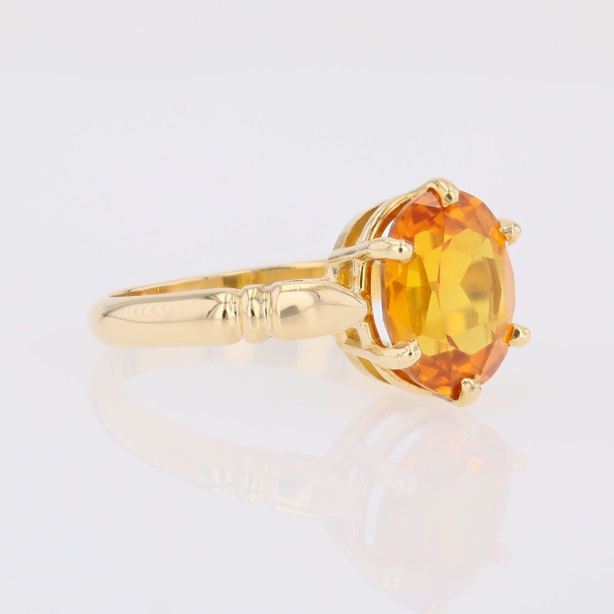 Yellow Gold Solitaire Citrine Ring-photo-1