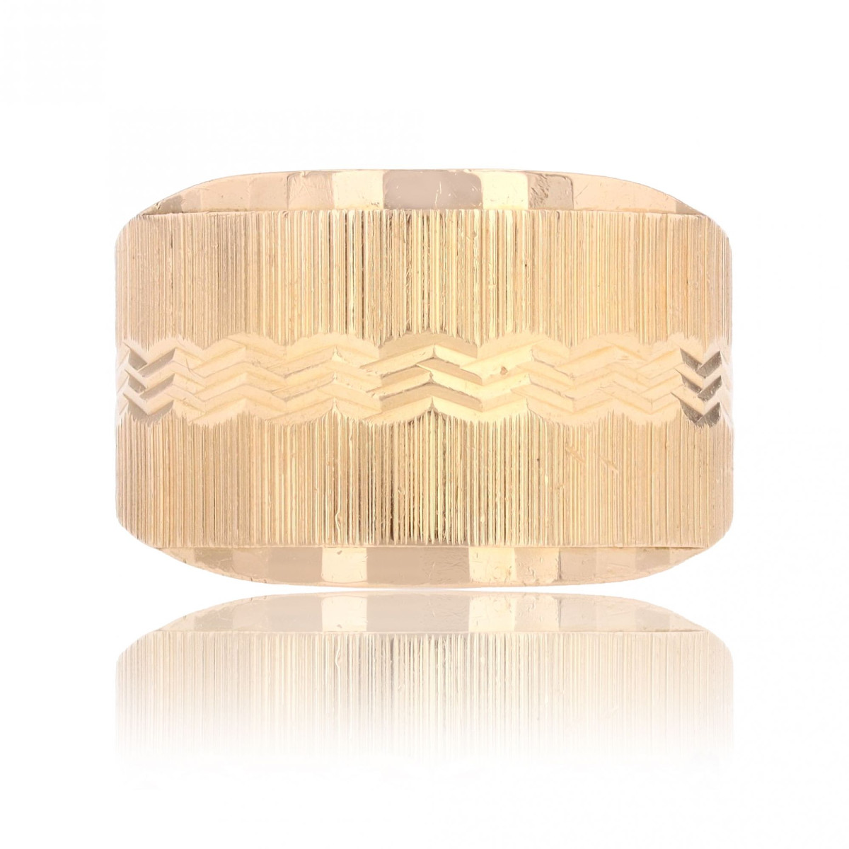 Bague large or rose ciselé
