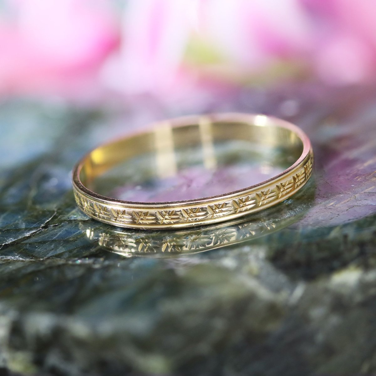 Fine alliance ciselée or rose-photo-3