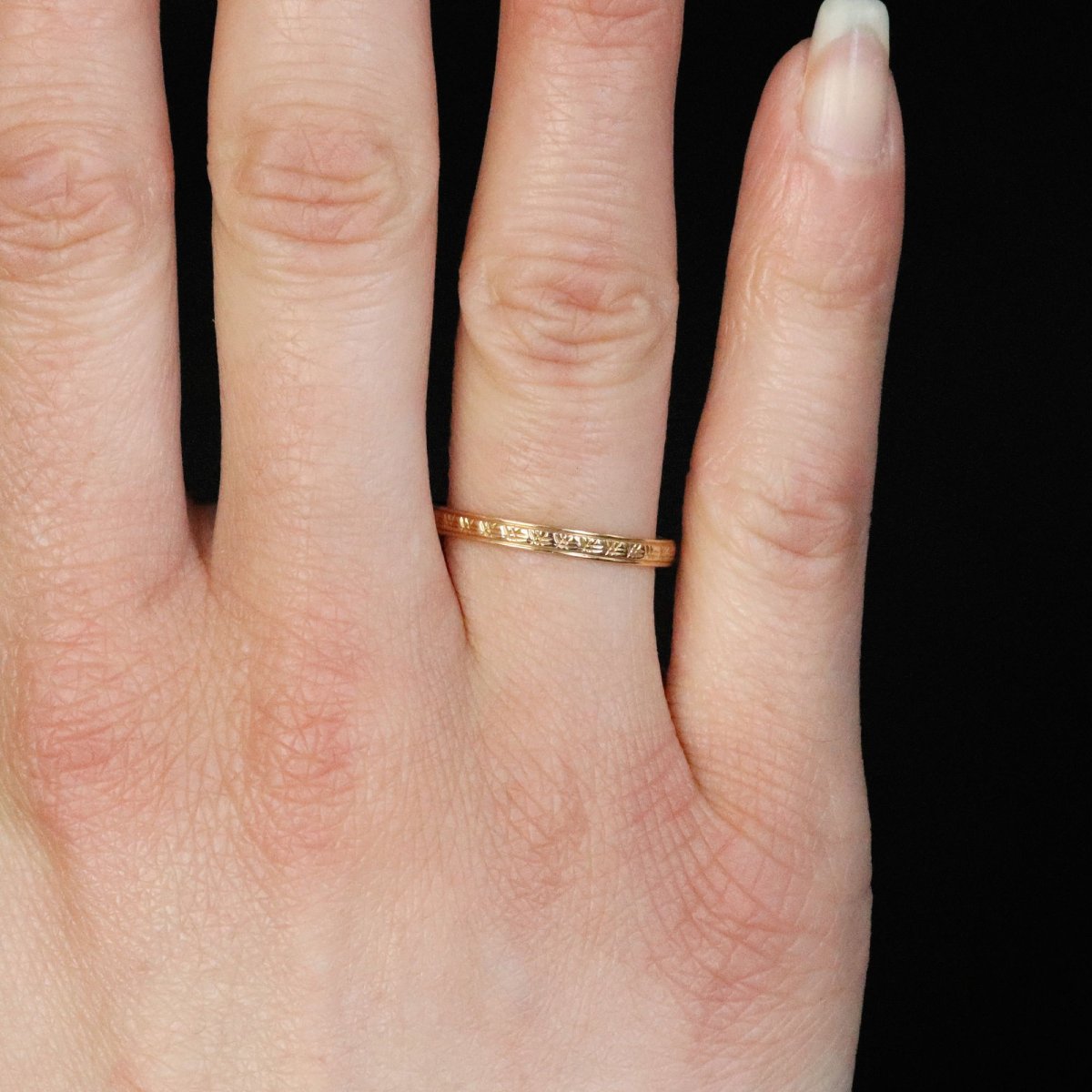 Fine alliance ciselée or rose-photo-3