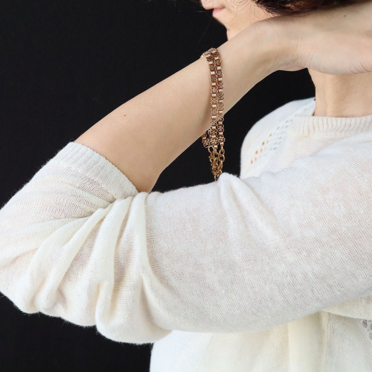 Antique Double-row Rose Gold Bracelet-photo-2