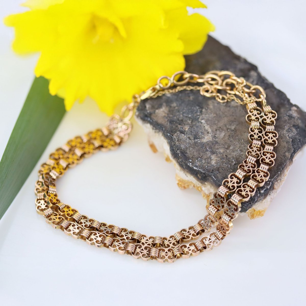 Antique Double-row Rose Gold Bracelet-photo-3