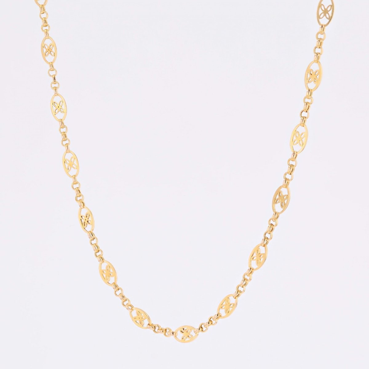 Antique Yellow Gold Chain With Openwork Patterns-photo-3