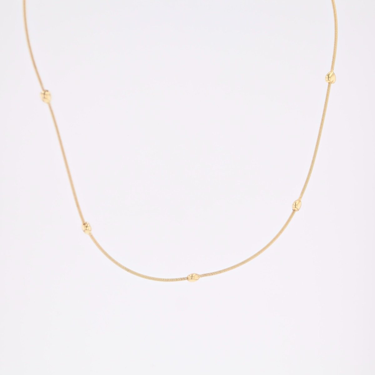 Yellow Gold Cable Necklace With Small Gold Hearts-photo-4