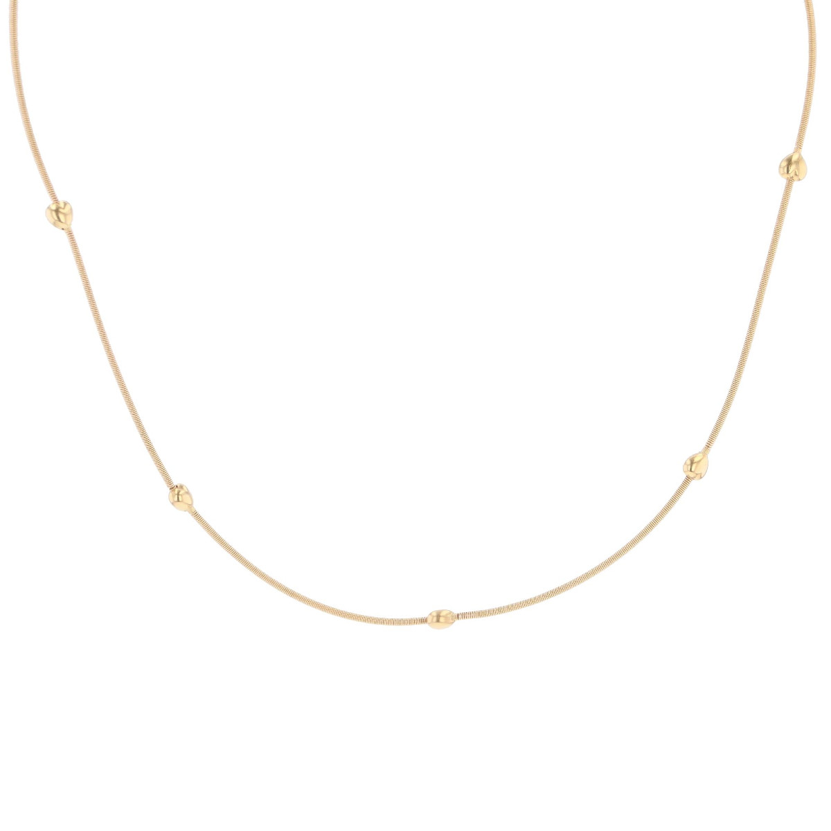 Yellow Gold Cable Necklace With Small Gold Hearts