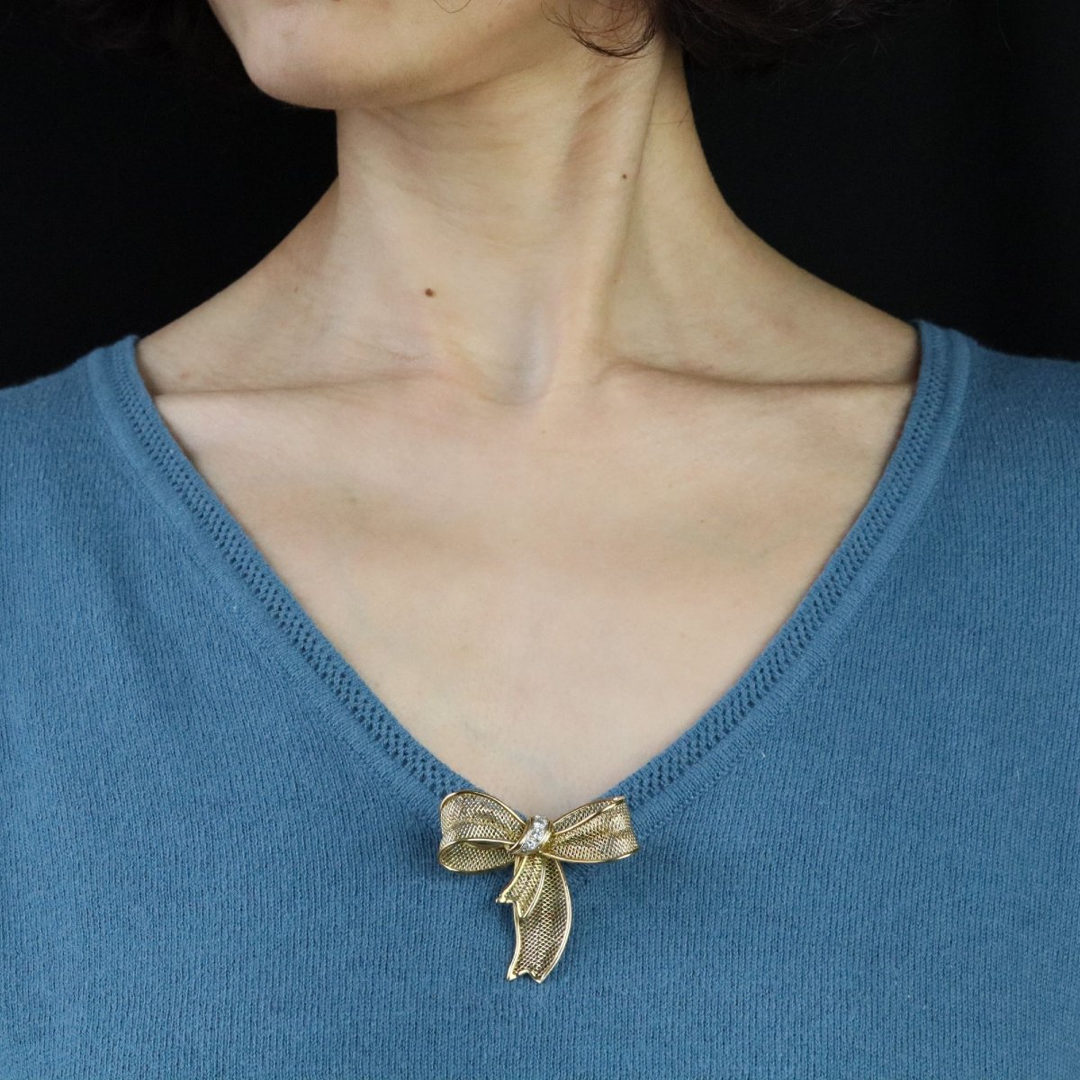 Gold And Diamond Knot Brooch-photo-2