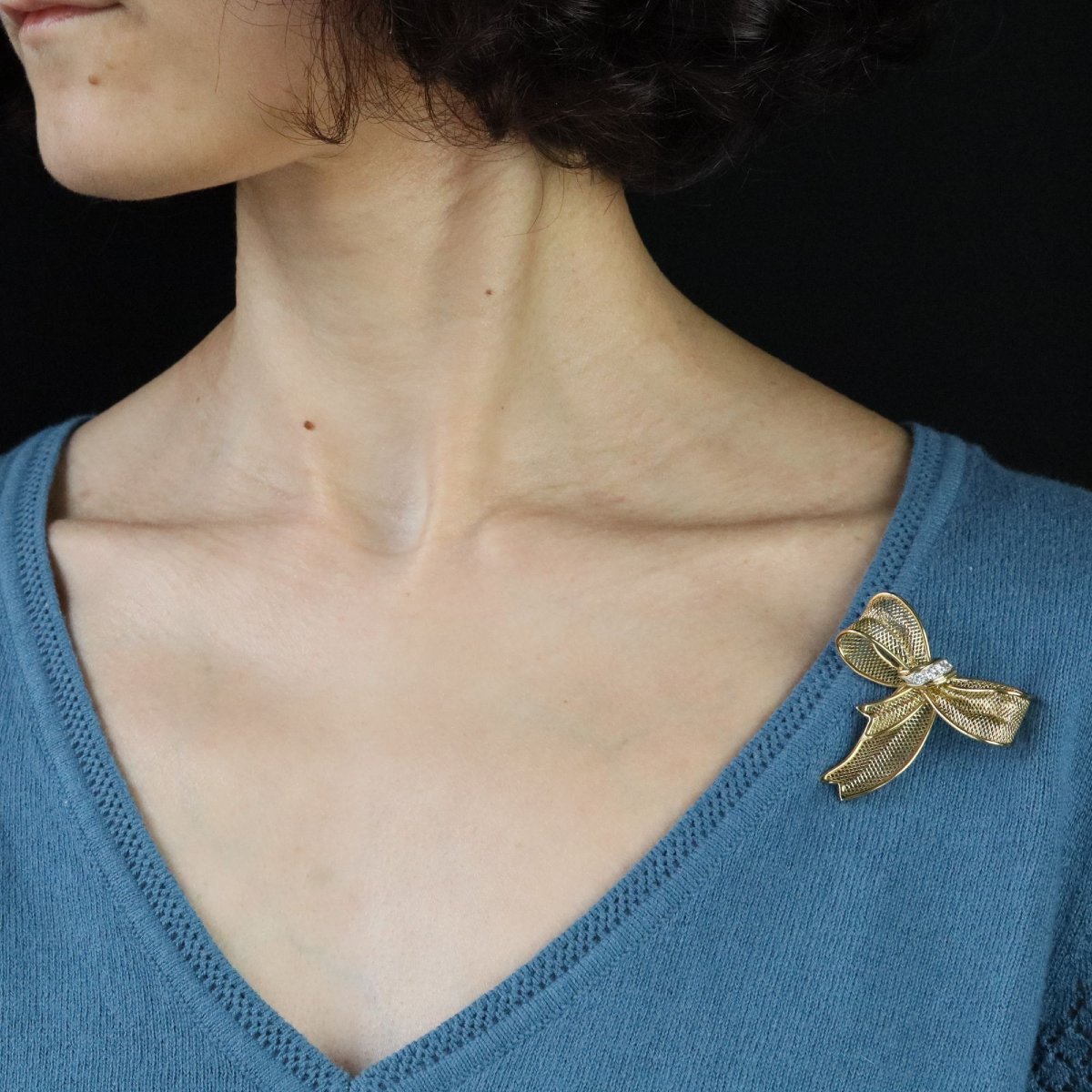 Gold And Diamond Knot Brooch-photo-4