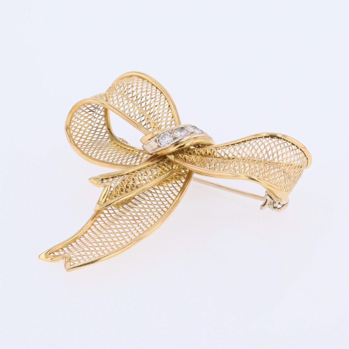 Gold And Diamond Knot Brooch-photo-1