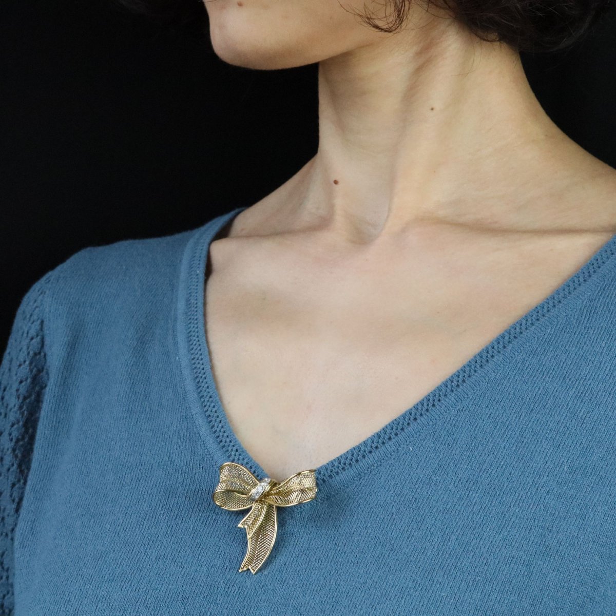 Gold And Diamond Knot Brooch-photo-6