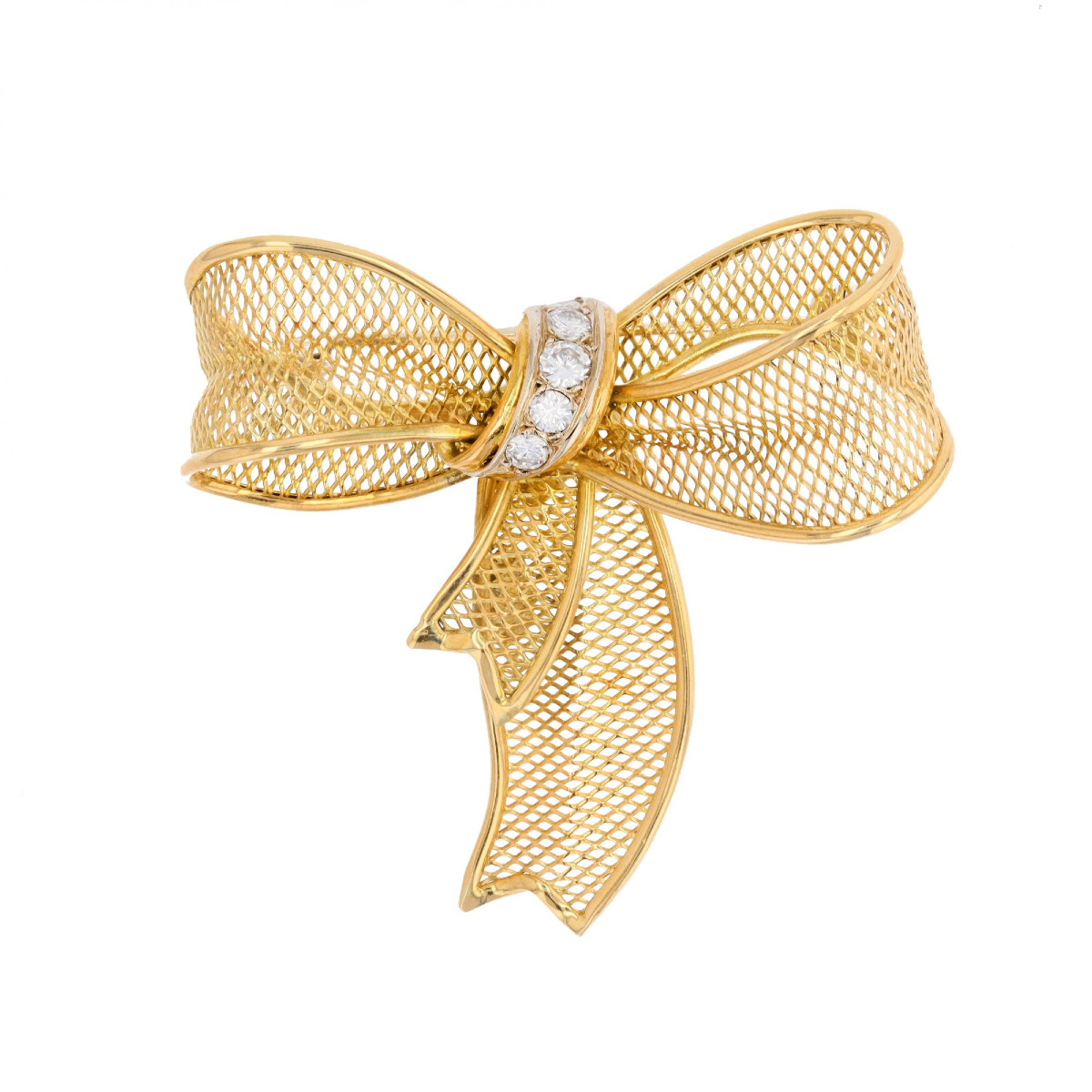 Gold And Diamond Knot Brooch