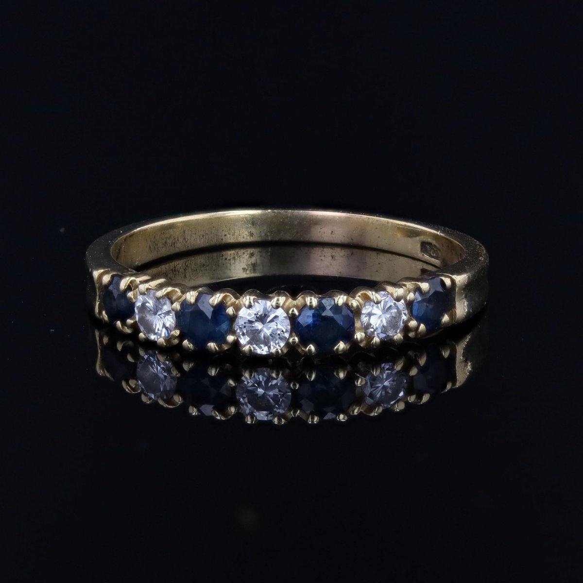 Half Wedding Bands With Sapphires, Diamonds, And Yellow Gold-photo-1