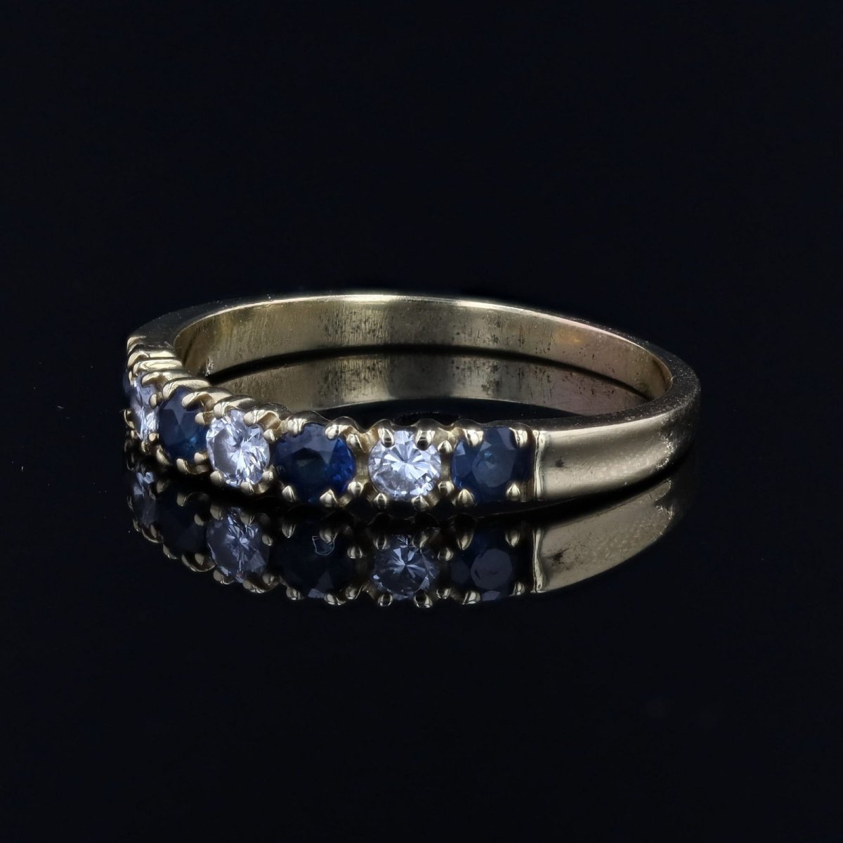 Half Wedding Bands With Sapphires, Diamonds, And Yellow Gold-photo-3