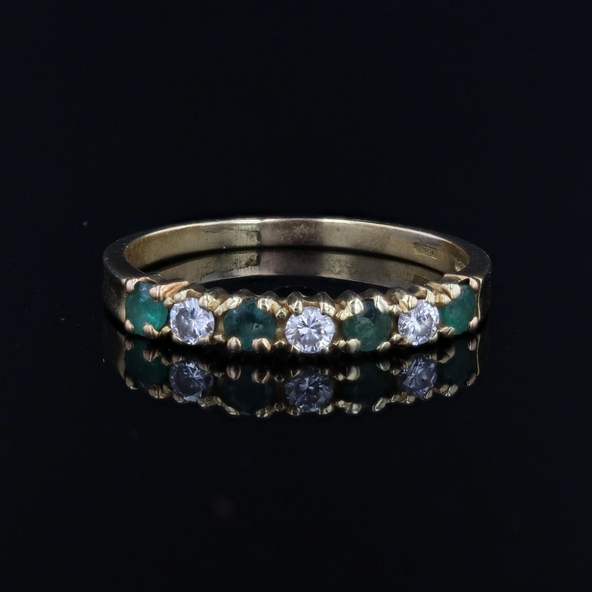 Half Wedding Band With Emeralds, Diamonds, And Yellow Gold-photo-1