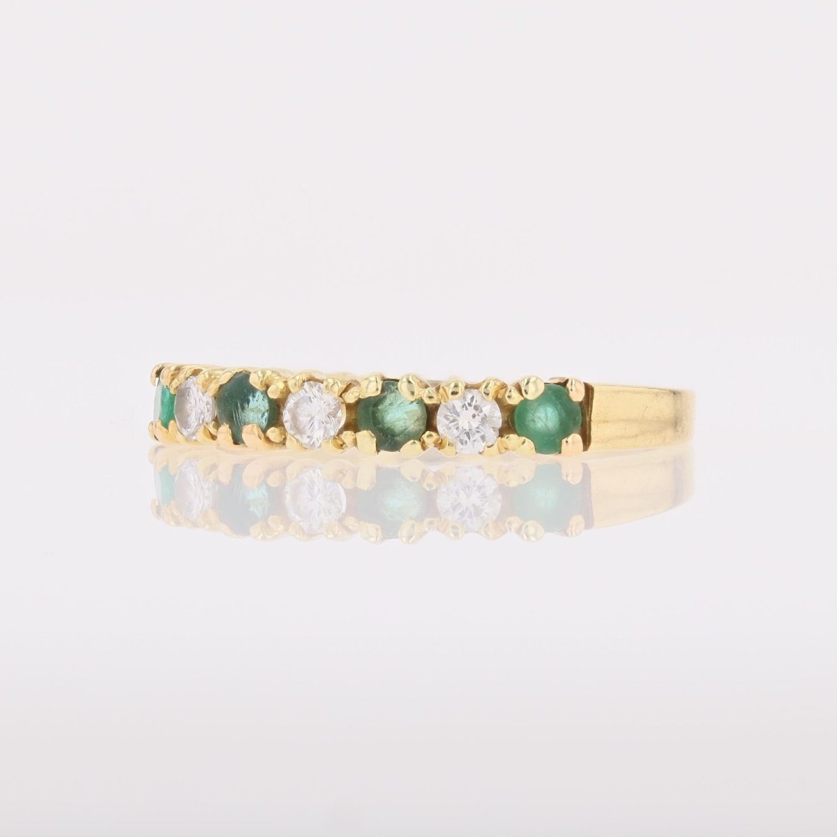 Half Wedding Band With Emeralds, Diamonds, And Yellow Gold-photo-4