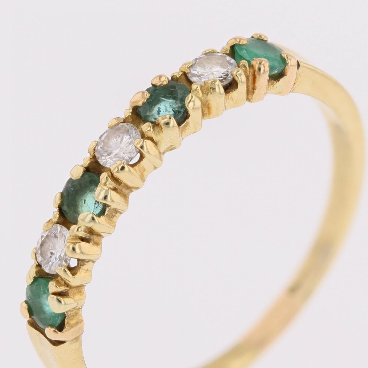 Half Wedding Band With Emeralds, Diamonds, And Yellow Gold-photo-5