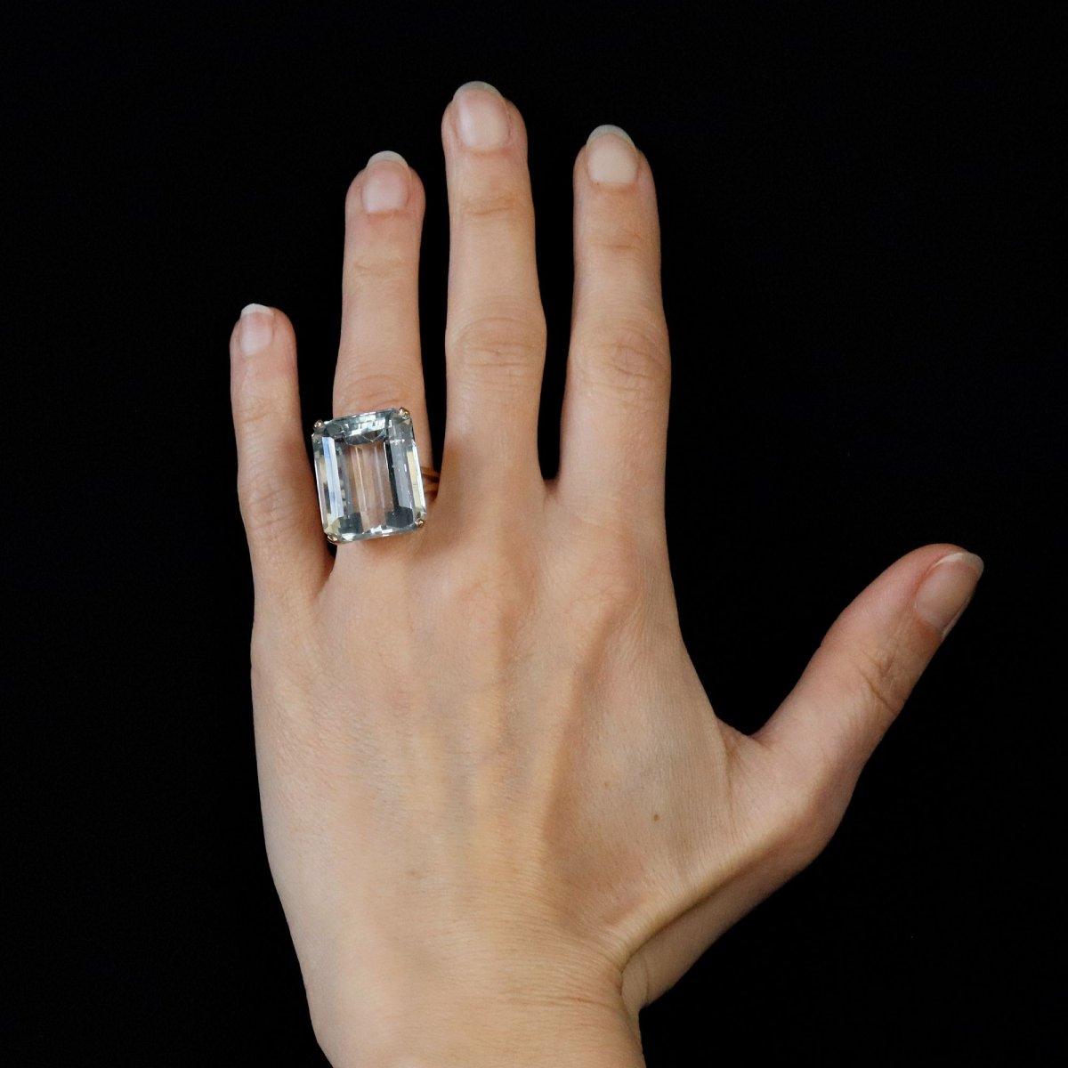 Bague vintage aigue-marine or rose-photo-2