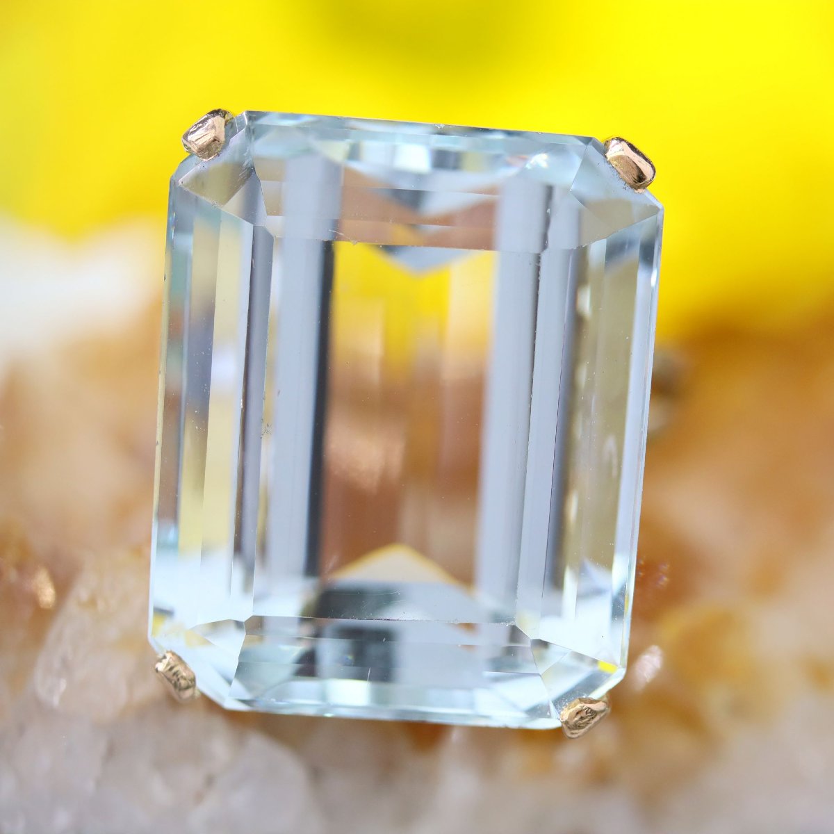 Bague vintage aigue-marine or rose-photo-3