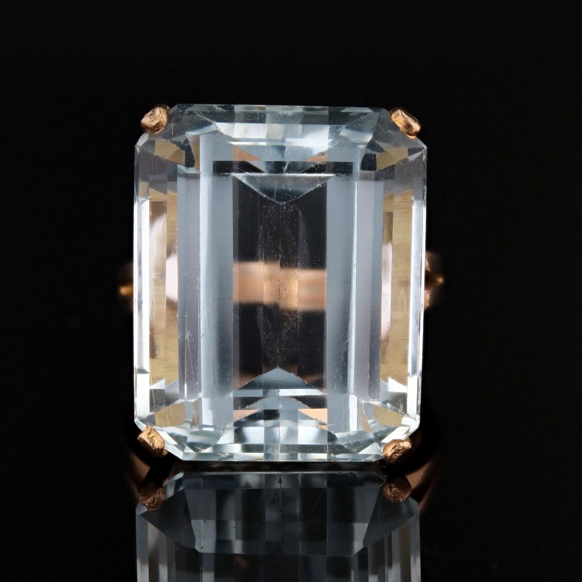 Bague vintage aigue-marine or rose-photo-1