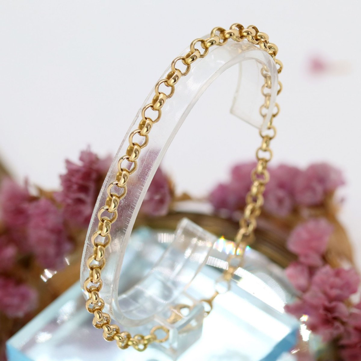 Yellow Gold Curb Chain Bracelet-photo-3