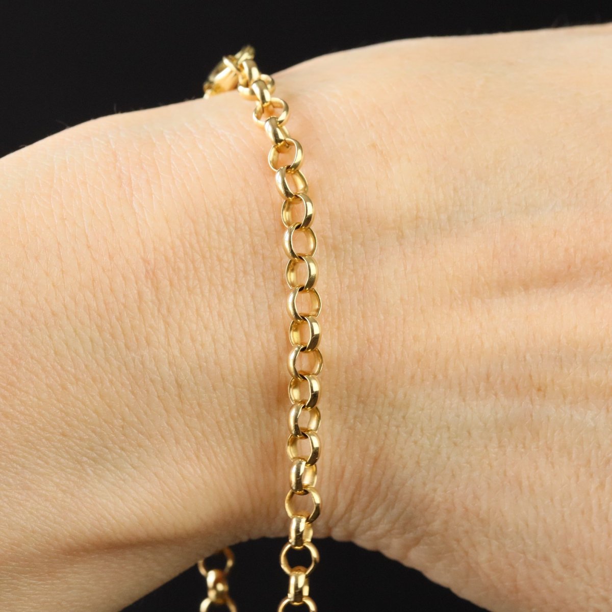 Yellow Gold Curb Chain Bracelet-photo-2
