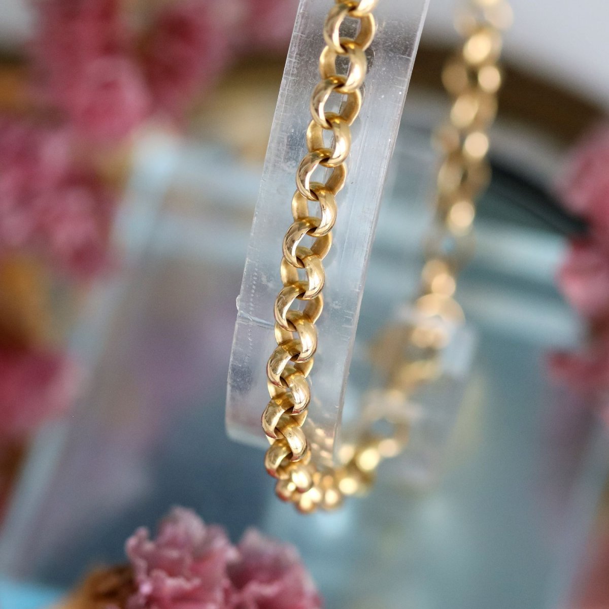 Yellow Gold Curb Chain Bracelet-photo-3