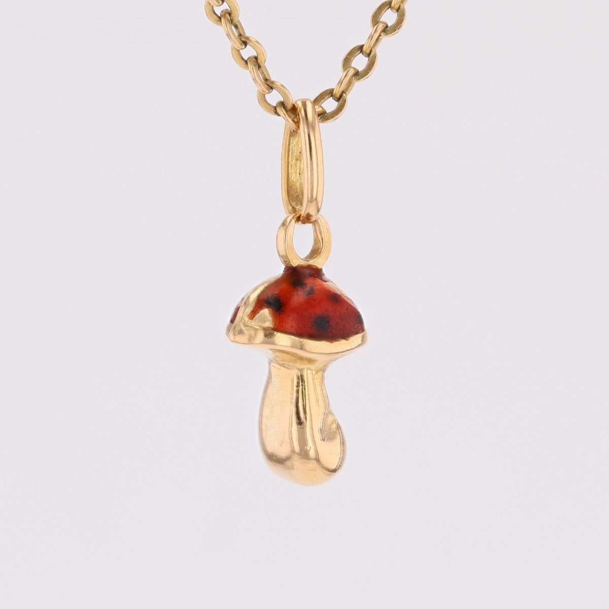 Pendentif breloque or jaune champignon émaillé-photo-1