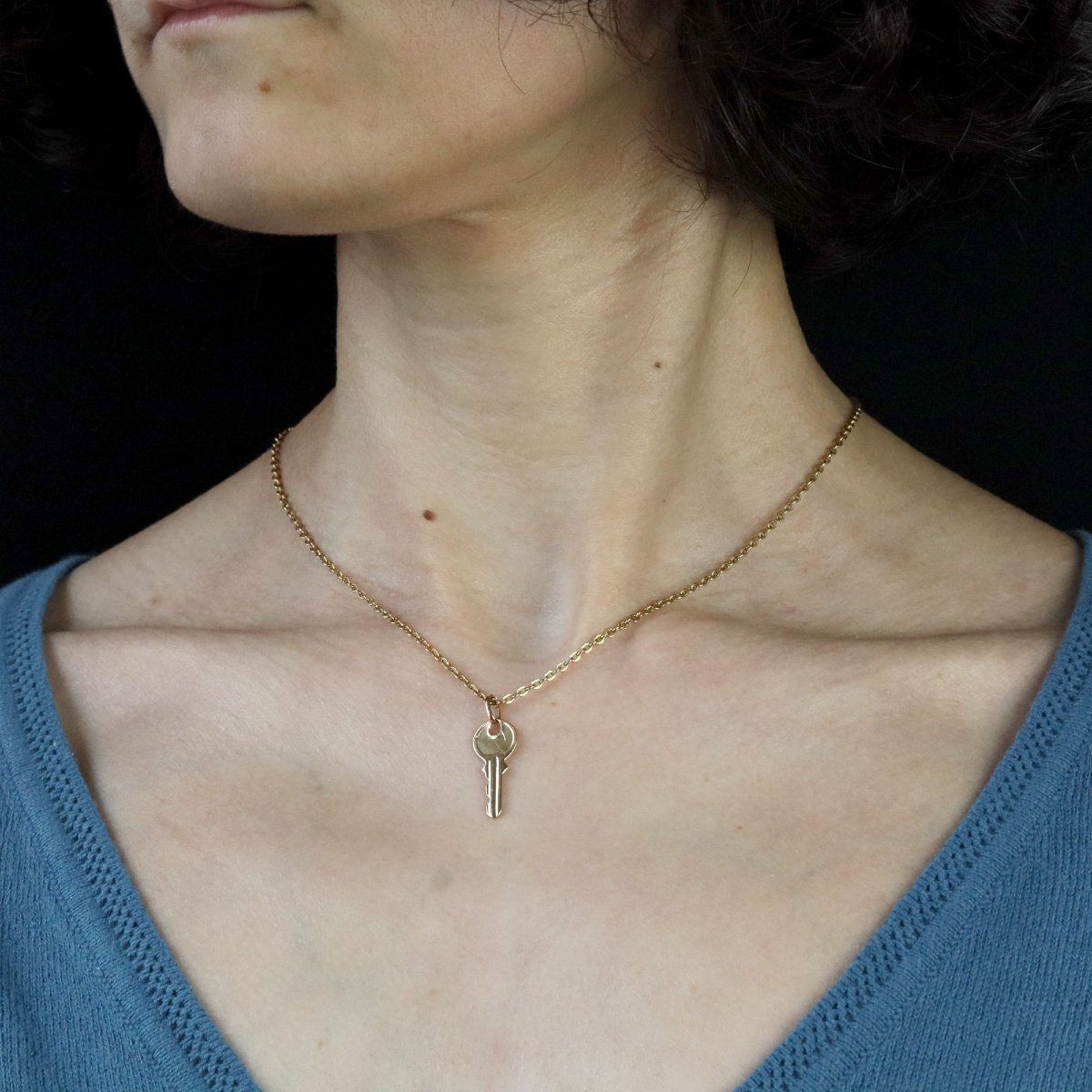 Gold Key Charm Pendant-photo-2