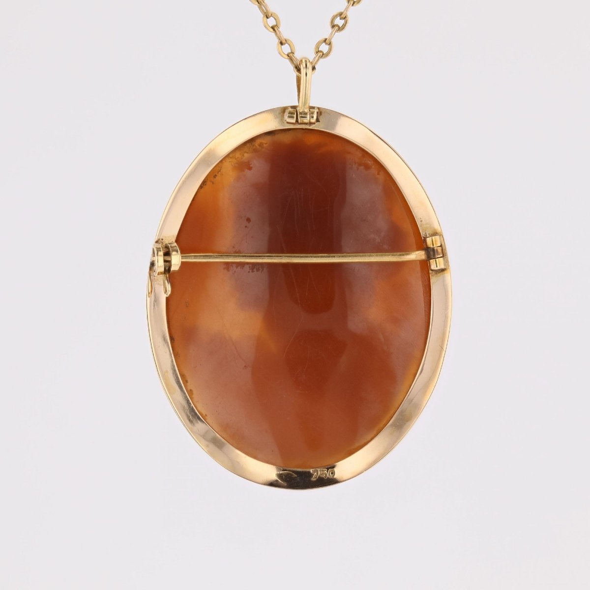 Yellow Gold Cameo Brooch Pendant-photo-3
