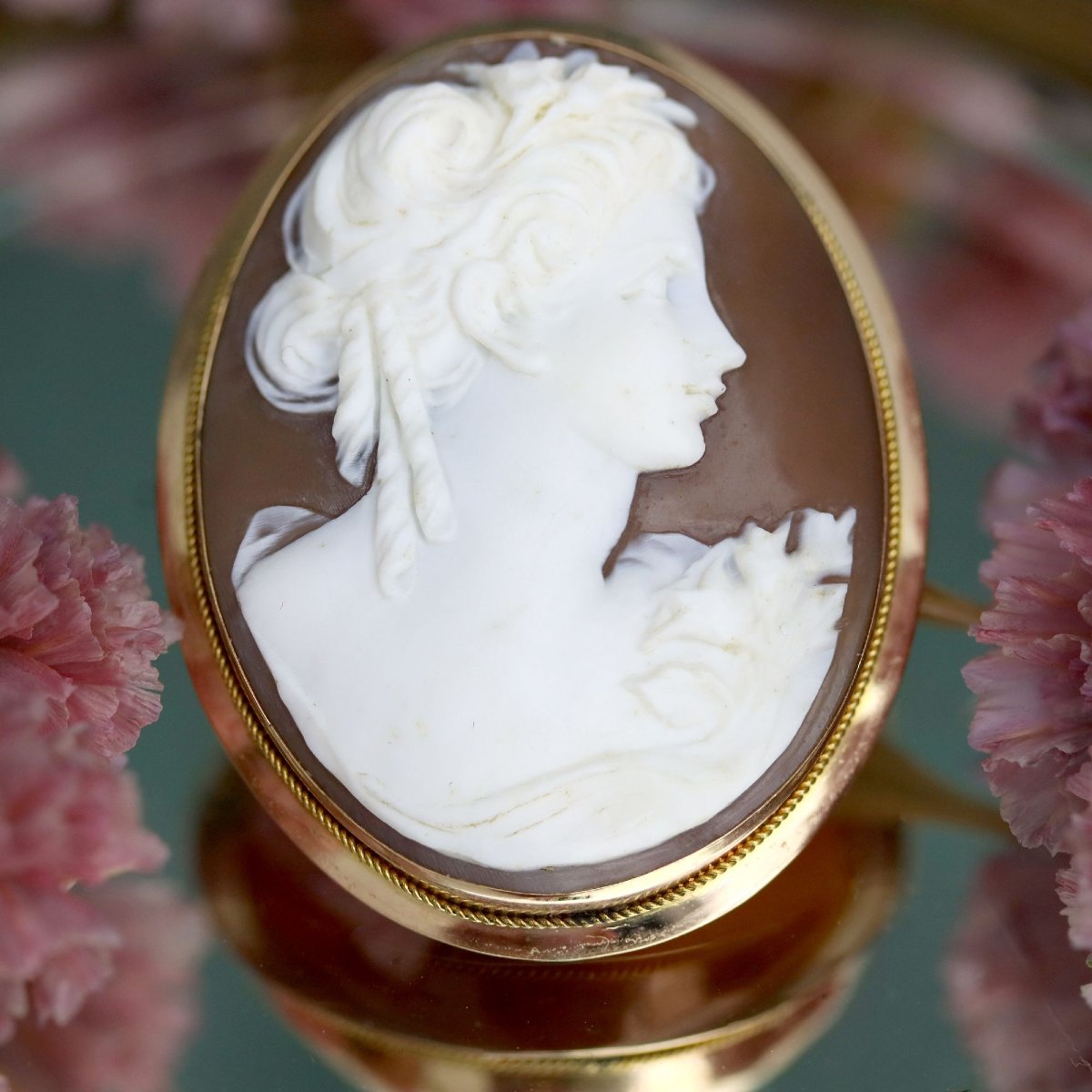Yellow Gold Cameo Brooch Pendant-photo-6