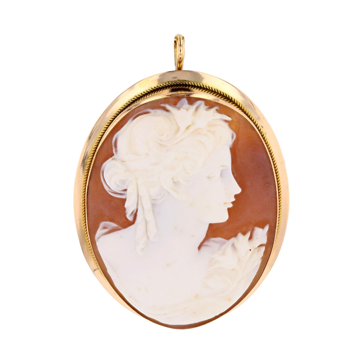 Yellow Gold Cameo Brooch Pendant