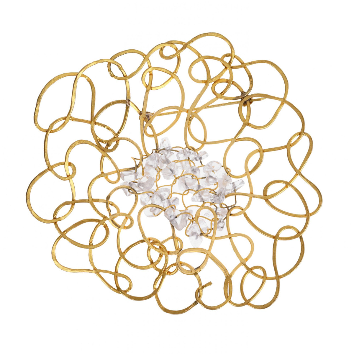 Grande broche ornementale métal doré