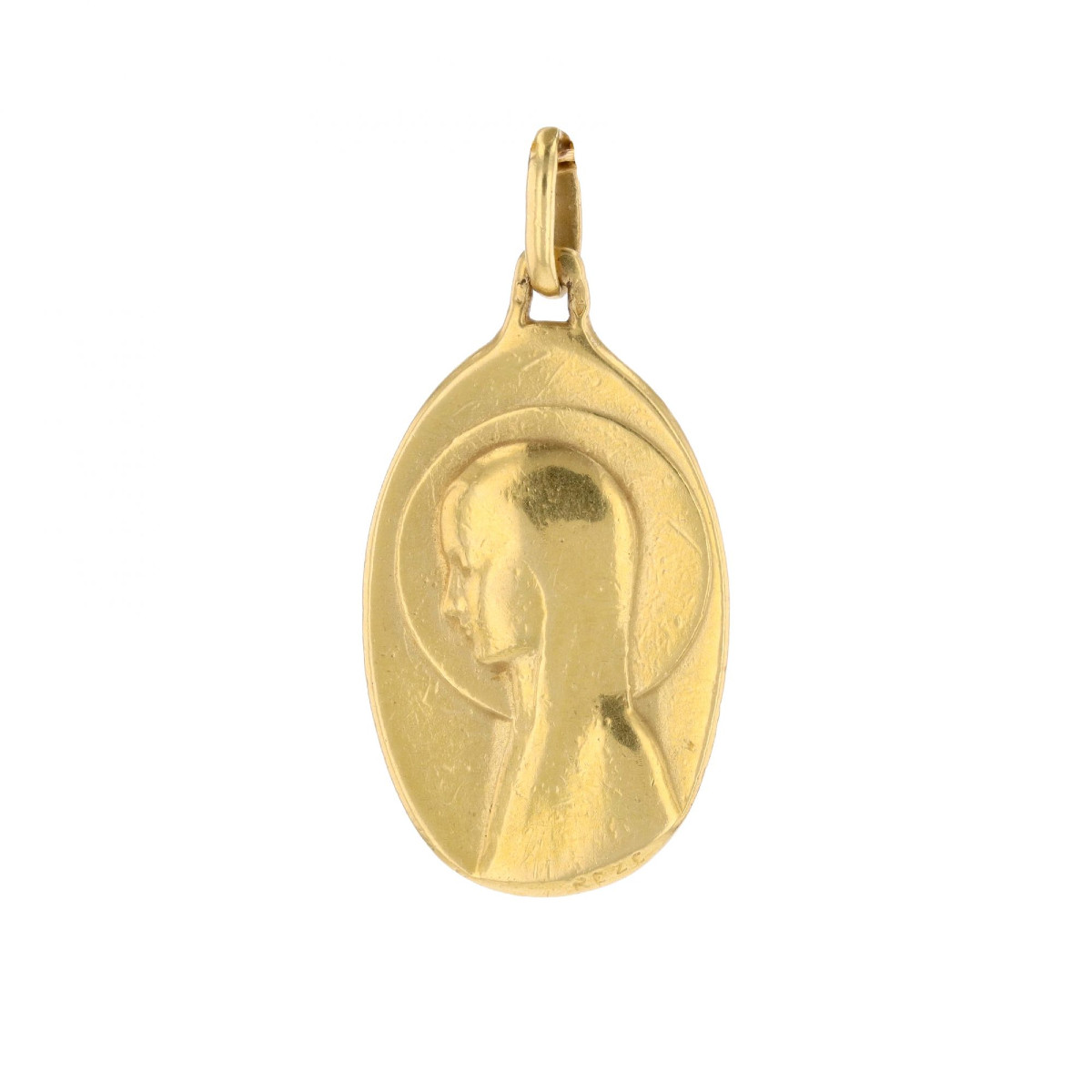 Oval Medal Virgin Mary, Yellow Gold