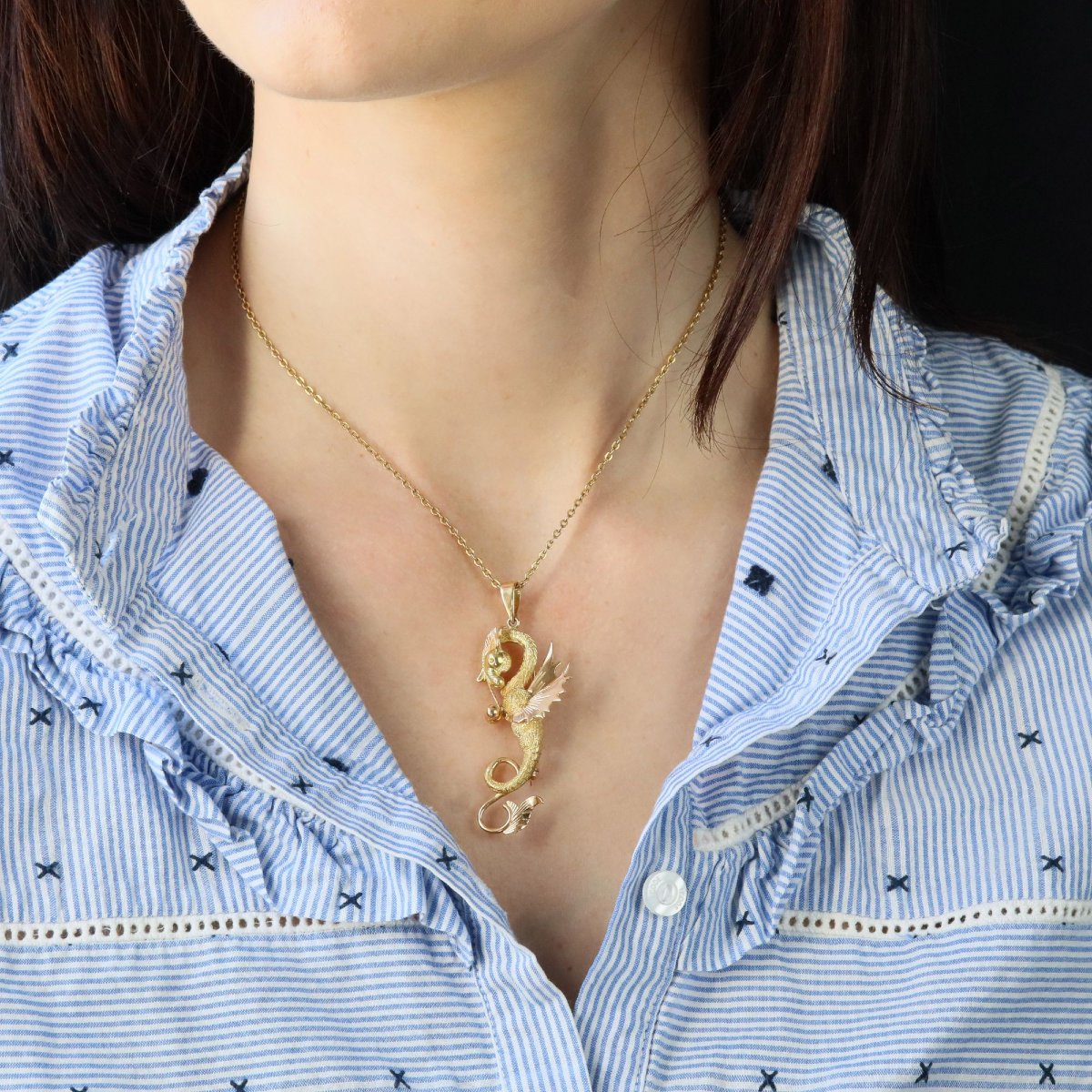 Broche pendentif dragon deux ors-photo-2