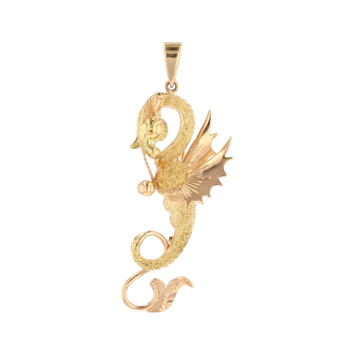 Broche pendentif dragon deux ors