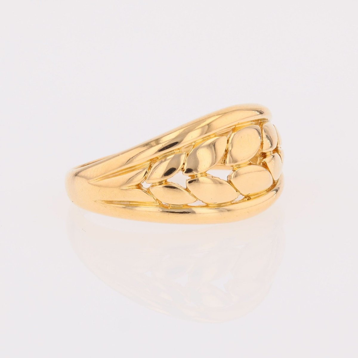Bague or jaune décor feuilles-photo-1