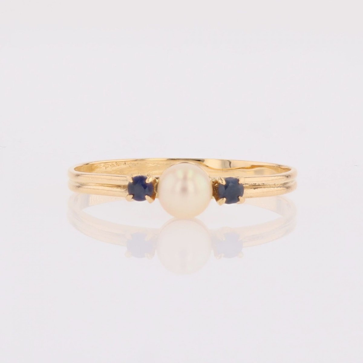 Gold Ring Cultured Pearl Sapphires-photo-4