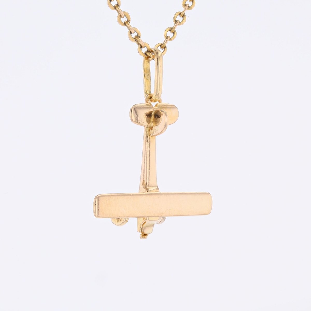 Yellow Gold Airplane Pendant Charm-photo-4