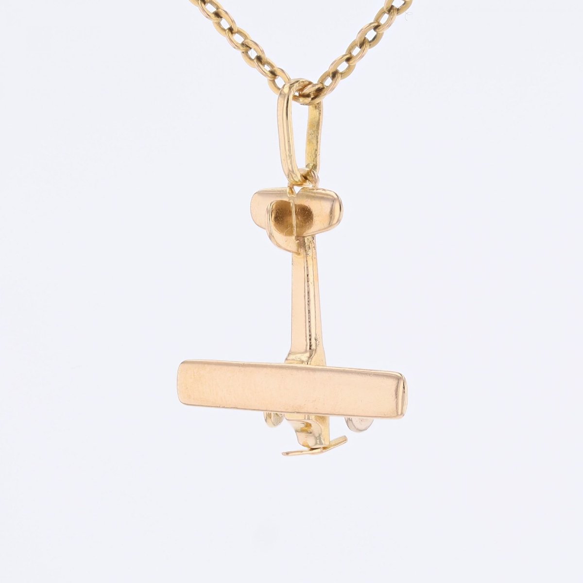 Yellow Gold Airplane Pendant Charm-photo-1