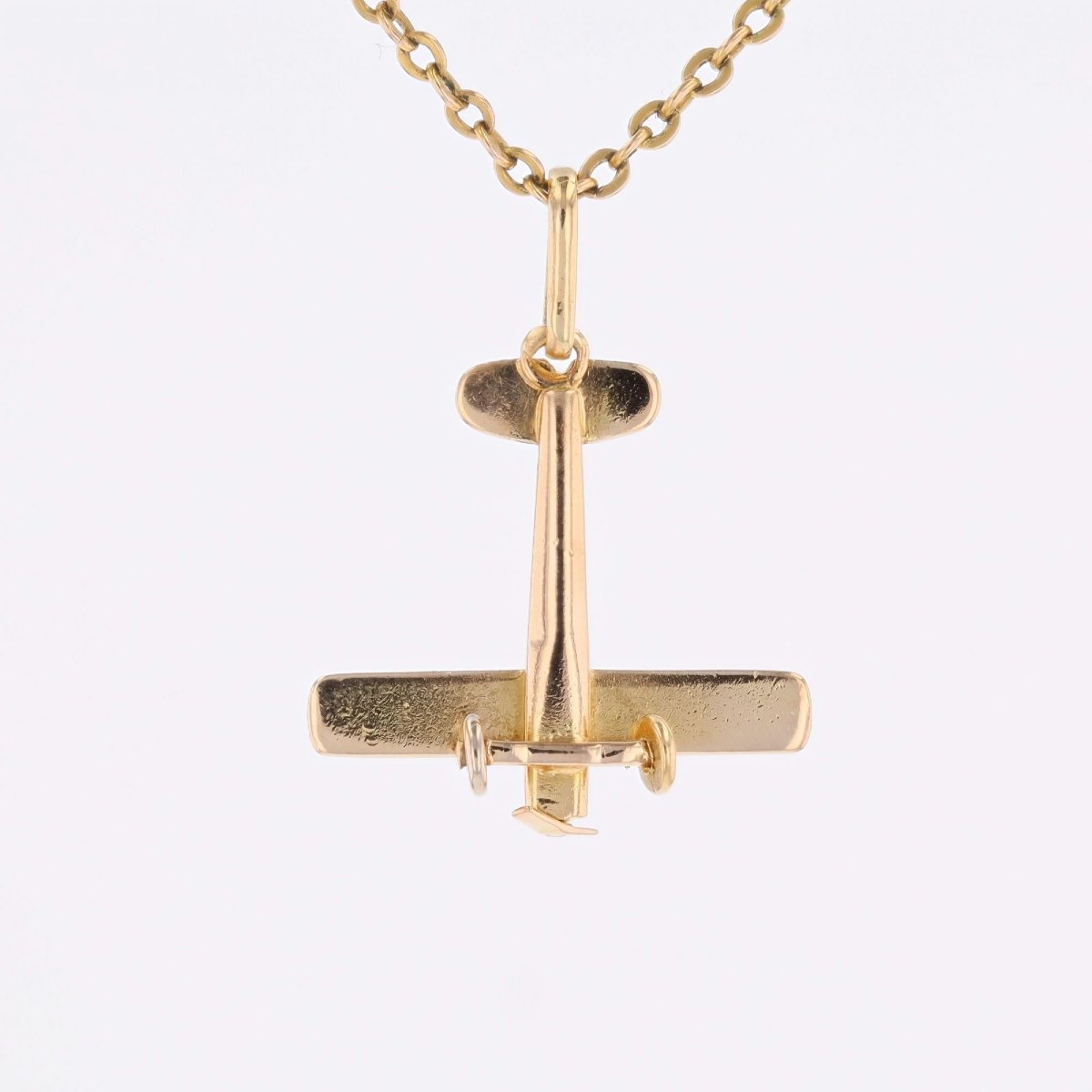 Yellow Gold Airplane Pendant Charm-photo-5