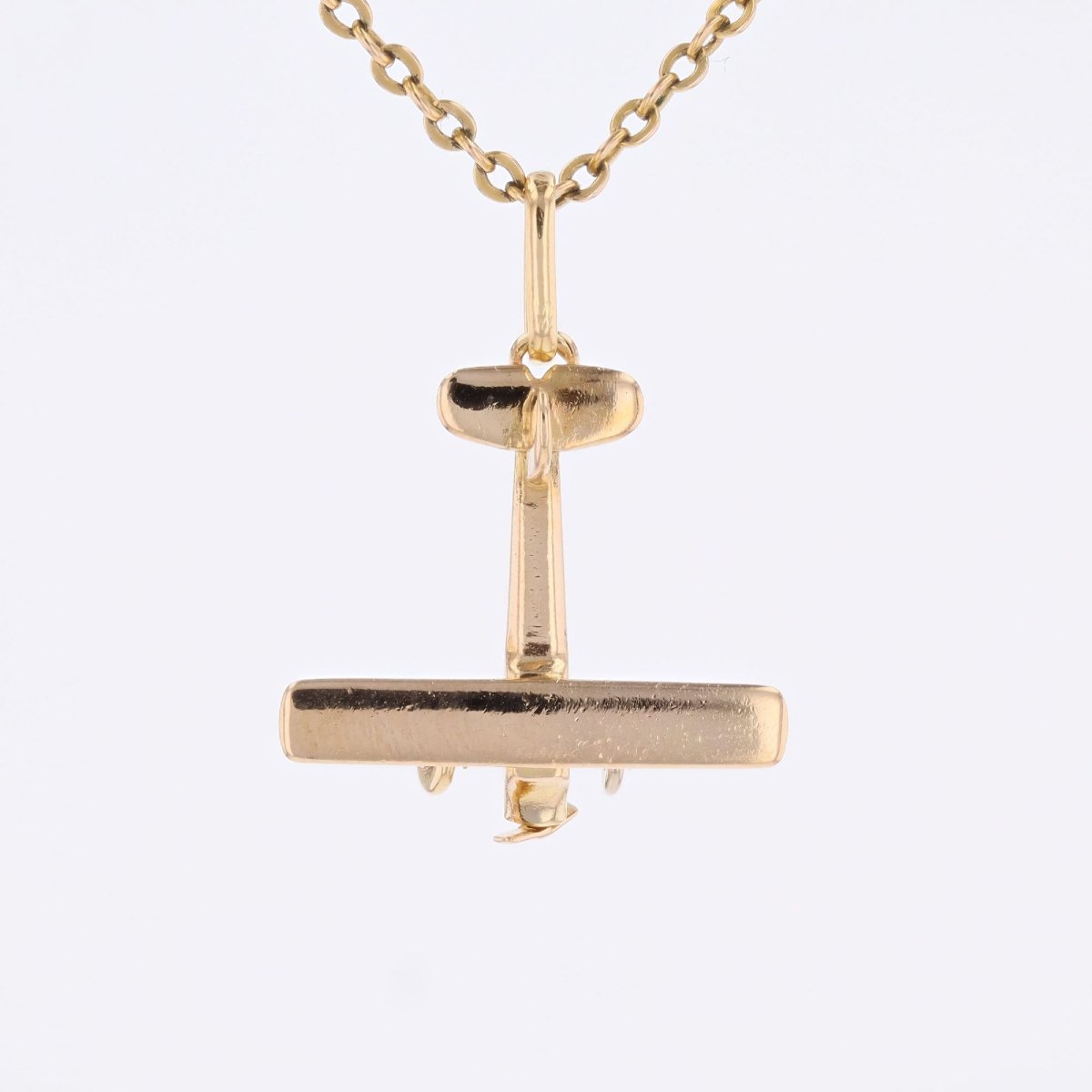 Yellow Gold Airplane Pendant Charm-photo-6