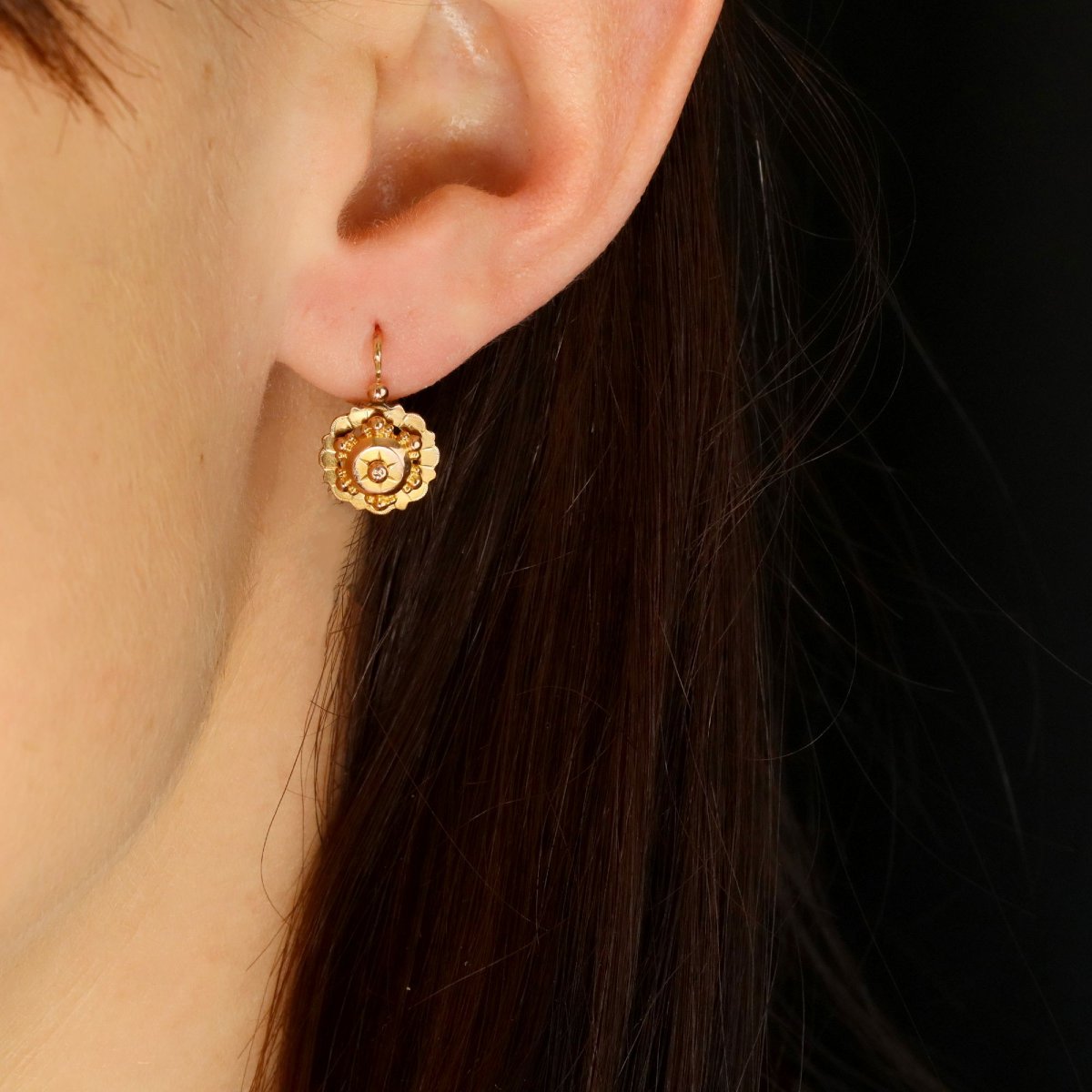 Rose Gold Flower Beaded Sleepers-photo-2