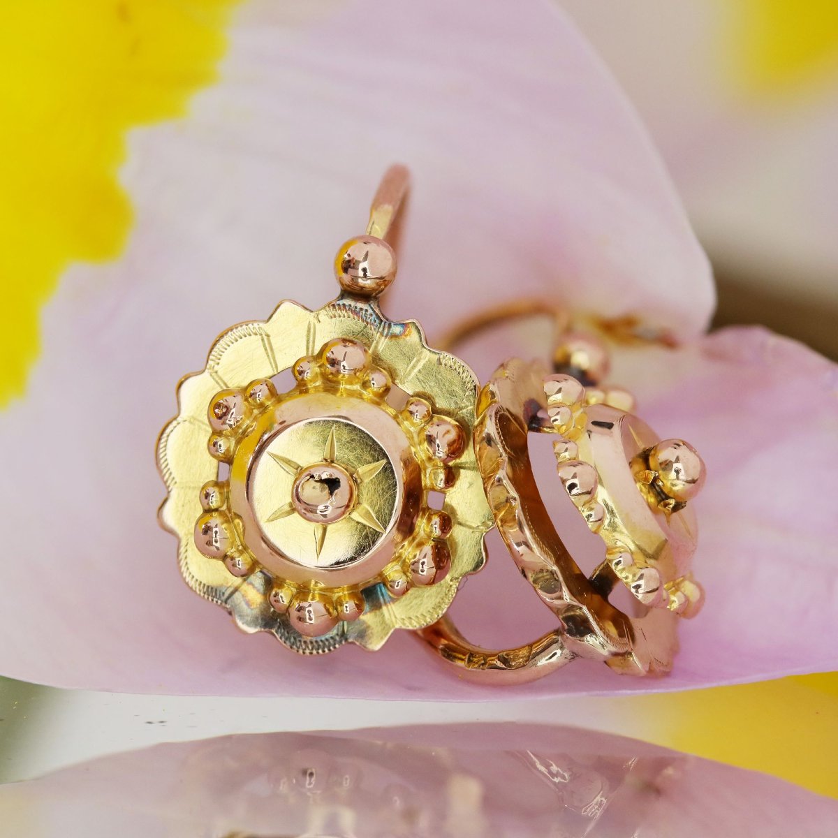 Rose Gold Flower Beaded Sleepers-photo-3