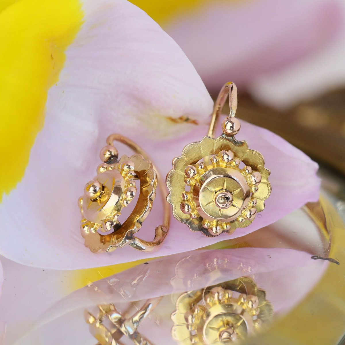 Rose Gold Flower Beaded Sleepers-photo-3